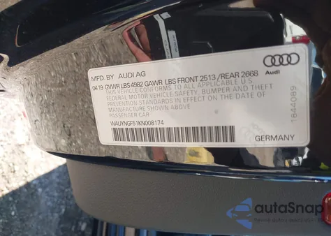 2019 Audi A5 45 Premium z USA, uszkodzony, nr VIN WAUYNGF51KN008174
